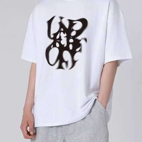 [BUNJANG] UNDEROFF Oversized Crewneck Smoke T-Shirt White / 언더오프 오버핏 크루넥 언더오프 스모크 반팔 티셔츠 화이트