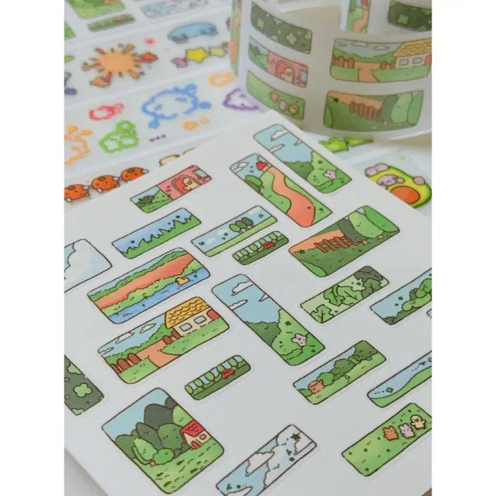 [BUNJANG] Hiyane Green Landscape Kiss Cut Stickers / 히야네 초록 풍경 키스컷