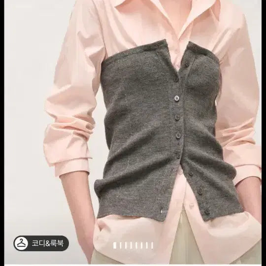 [BUNJANG] 25 Time Texture Block Slit Shirt (Coral) / 25타임 텍스처 블록 슬릿 셔츠(코랄)