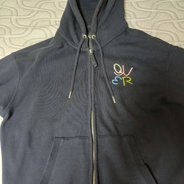 [BUNJANG] QWER Navy Hooded Zip-Up Sweatshirt / 후아유 QWER 네이비 후드집업