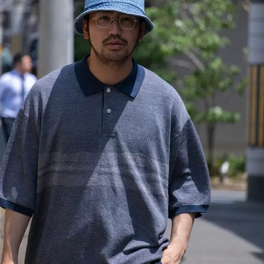 [BUNJANG] nanamica Polo Sweater T-Shirt / 나나미카 폴로 스웨터 티셔츠