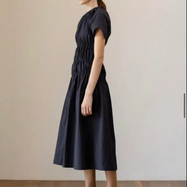 [BUNJANG] Kinder Salmon Shirring Navy Maxi Dress Size 55 / 킨더살몬 셔링 네이비 원피스 55
