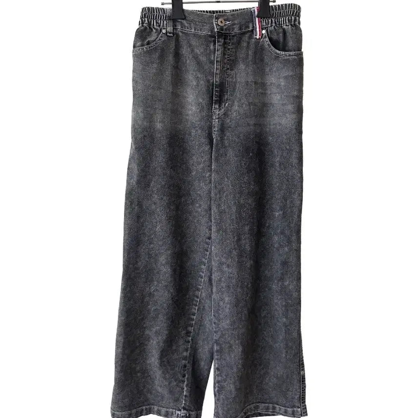[BUNJANG] Black High-Waist Wide Denim Pants / F/ 블랙 뒷밴딩 와이드데님팬츠