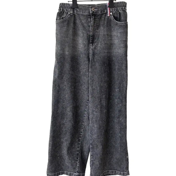 [BUNJANG] Black High-Waist Wide Denim Pants / F/ 블랙 뒷밴딩 와이드데님팬츠