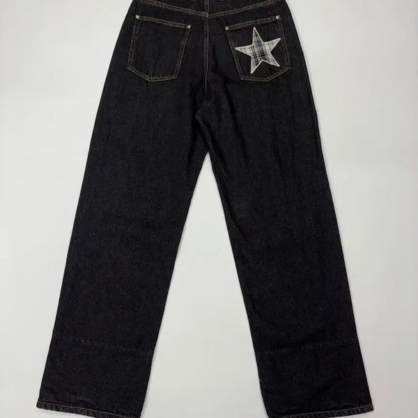 [BUNJANG] Cavish W Check Black Wide Denim Pants (M) / (28) Cavish 카비시 W 체크 블랙 와이드 데님 팬츠