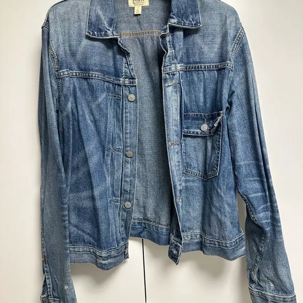 [BUNJANG] Polo Ralph Lauren Denim Patchwork Collar Trucker Jacket / 폴로 랄프로렌 데님 패치워크 칼라 트러커 재킷 L