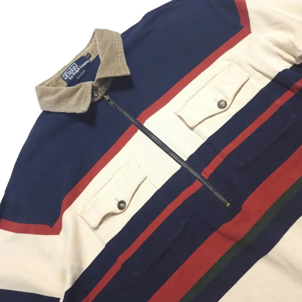 [BUNJANG] Polo 90s Rugby Half-Zip Long Sleeve Shirt / 폴로 90s 하프집 럭비 롱슬리브 셔츠
