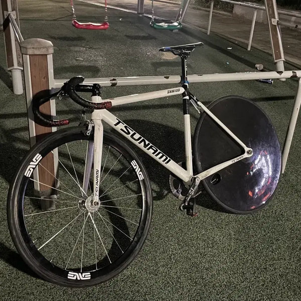 [BUNJANG] Tsunami White Track Bike Frame (Size M) with Chain / 쓰나미 화이트 m사이즈 반차 판매