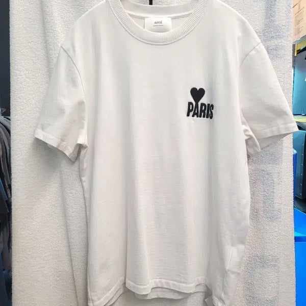 [BUNJANG] AMI Paris Heart Logo Round Short Sleeve T-shirt White L / 아미 파리 하트로고 라운드 반팔티 낭성 여성 공용 L