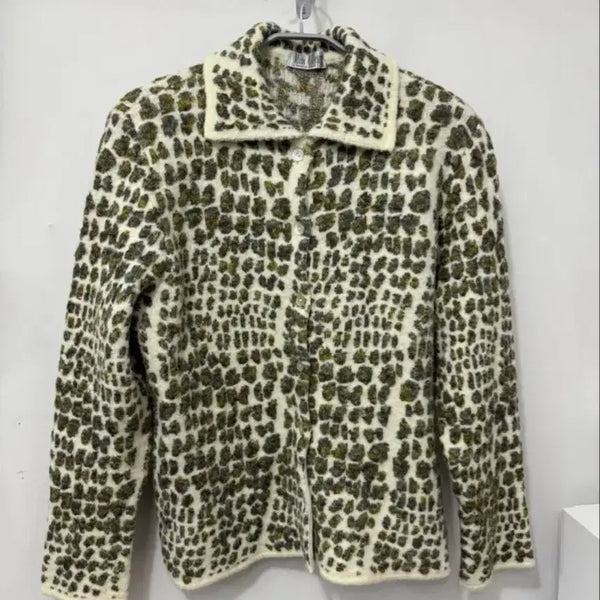 [BUNJANG] Mohair Leopard Knit Cardigan / 모헤어 레오파드 니트 가디건