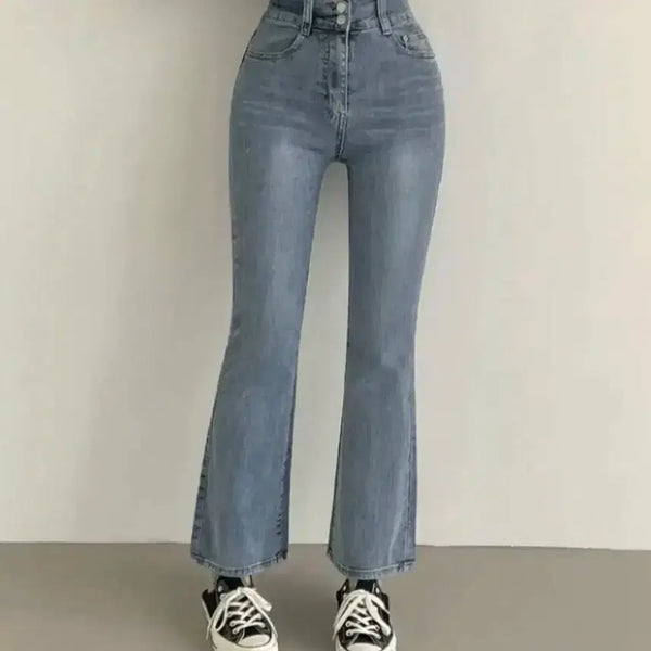 [BUNJANG] High Waisted Bootcut Denim Pants / 에이블리 연청 하이웨스트 부츠컷 데님 팬츠 바지