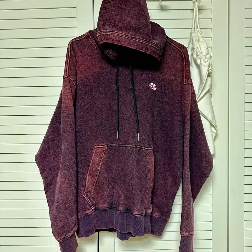 [BUNJANG] Diesel Overdyed Burgundy Hooded Sweatshirt / Diesel(디젤) Overdyed(오버다이드) 버건디 후드스웻