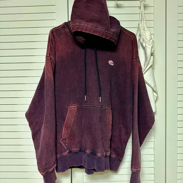 [BUNJANG] Diesel Overdyed Burgundy Hooded Sweatshirt / Diesel(디젤) Overdyed(오버다이드) 버건디 후드스웻