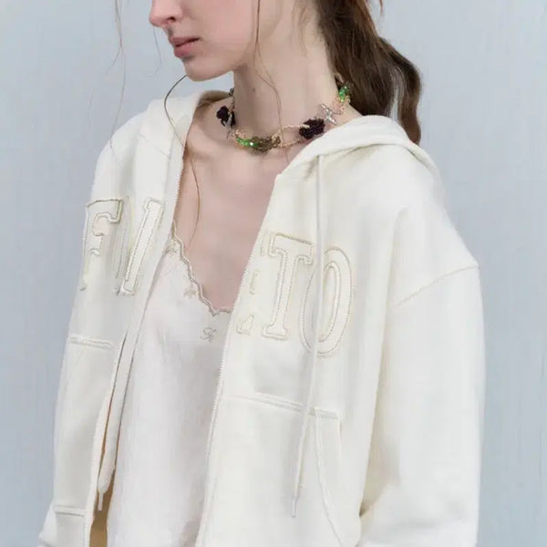 [BUNJANG] Poeto Soft Hoody Zip-Up Cream / 포에토 soft hoody zip-up cream