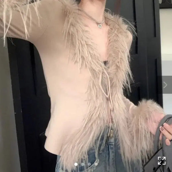 [BUNJANG] Fur Trim Cardigan / 퍼 가디건 트임 가디건