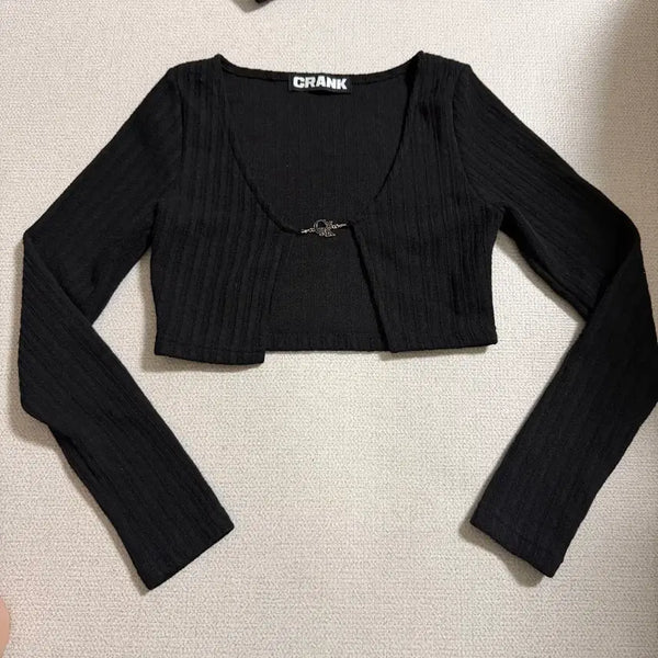 [BUNJANG] Crank Crop Knit Cardigan / 크랭크 크롭 니트가디건