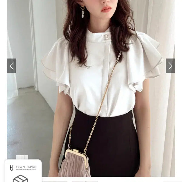 [BUNJANG] GRL Ruffle Shoulder Blouse White / 그레일 grl 어깨 프릴 블라우스 스나계 걸리계