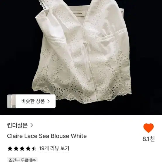[BUNJANG] Kinder Salmon Claire Lace Sea Blouse XS / 킨더살몬 Claire Lace Sea Blouse