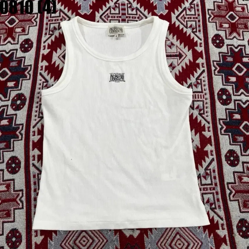 [BUNJANG] Marithe Francois Girbaud Logo Embroidered Sleeveless Top White / 마리떼 프랑소와 저르도 나시 화이트 0810