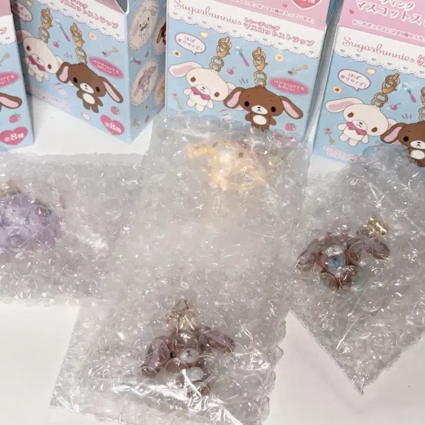 [BUNJANG] Spinns Sugar Bunnies Training Mascot Strap Keychain Set (4 types) / 스핀즈 슈가바니즈 트레이닝 마스코트 스트랩 키링 4종