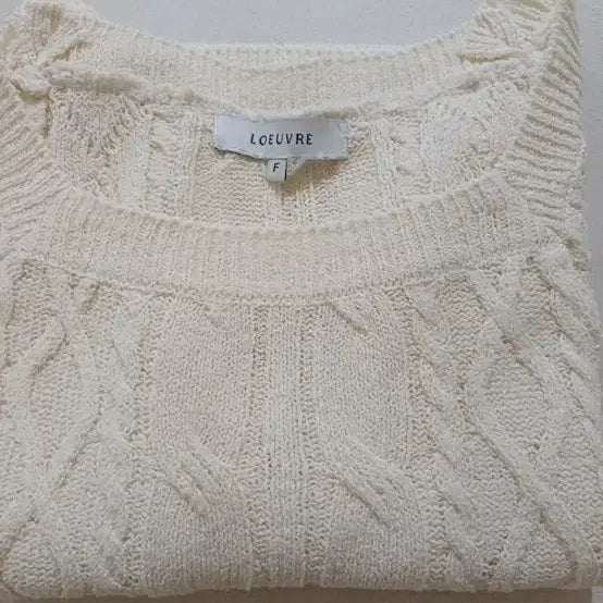 [BUNJANG] L'EVVER Cable Square Neck Summer Knit Ivory / 루에브르 케이블 스퀘어넥 아이보리 여름 니트