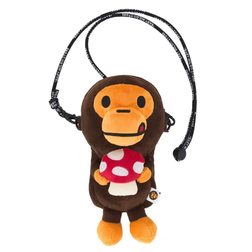 [BUNJANG] BAPE Baby Milo Plush Mobile Bag - Brown Mushroom / 베이프 베이비 마일로 플러시 모바일 백 브라운 버섯