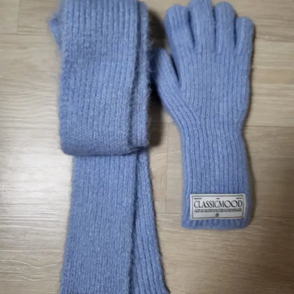 [BUNJANG] Hass Muffler and Gloves Set - Blue / 하스 has 머플러 장갑 블루