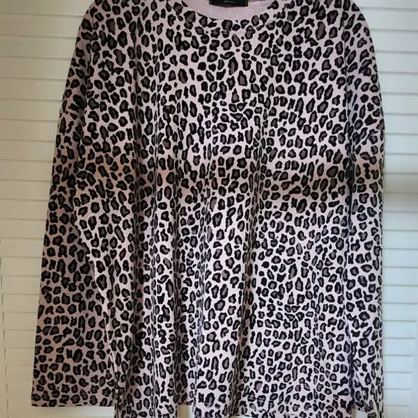 [BUNJANG] Leopard Print Long Sleeve T-Shirt Pink / (새상품) 레오파드 긴팔 티셔츠 핑크