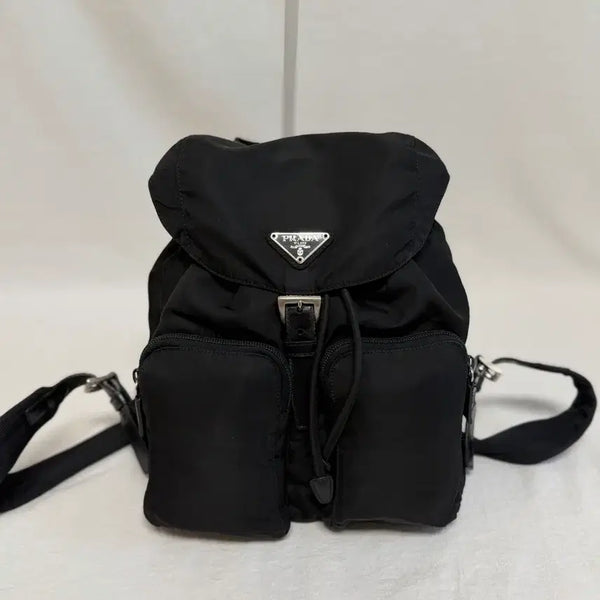 [BUNJANG] Prada Pocono Nylon Two-Pocket Backpack Black Small / 정품 프라다 포코노 나일론 투포켓 백팩 블랙 스몰
