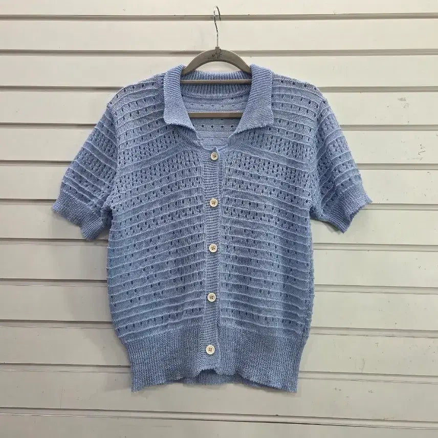 [BUNJANG] Light Blue Collared Knit Sweater / 연블루톤  카라 니토