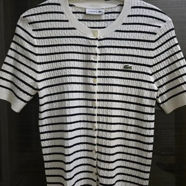 [BUNJANG] Lacoste Mini Cable Short Sleeve T-Shirt AF014E-56GO / 라코스테 미니케이블 반팔(AF014E-56GO)