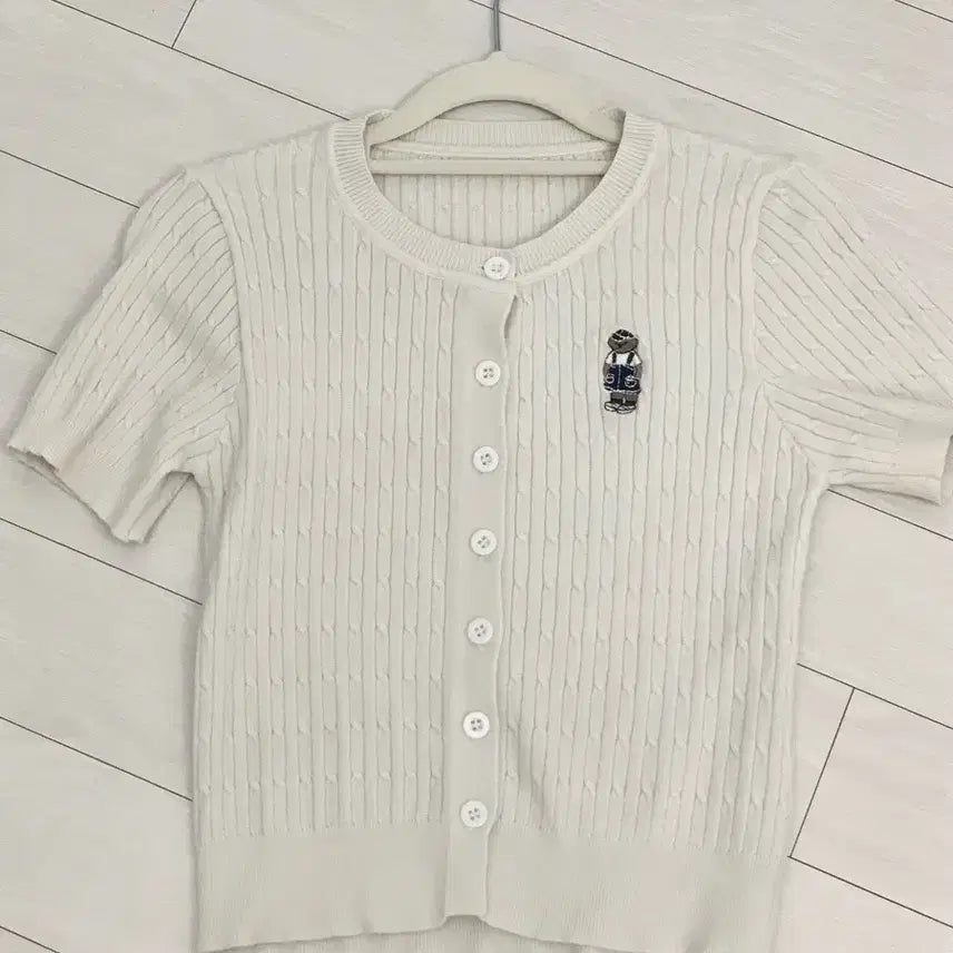 [BUNJANG] Short Sleeve Knit Cardigan White / 반팔 니트 가디건 화이트