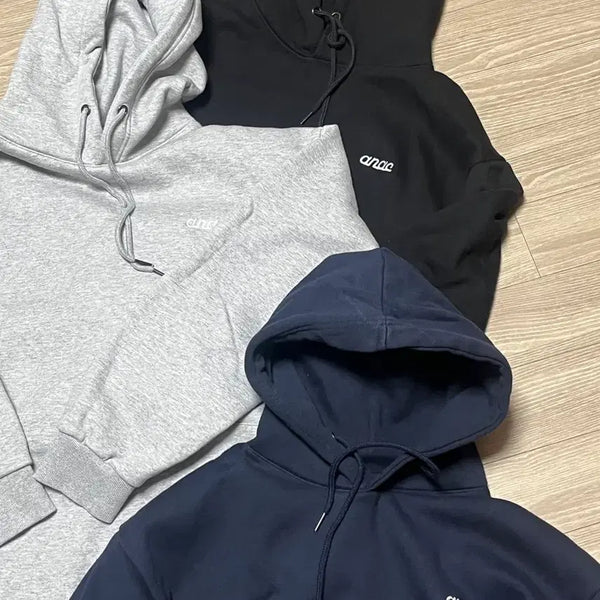 [BUNJANG] ANITHER Basic Logo Hoodie 3-Pack / 어나이더 후드티 블랙/네이비/그레이(3pack)