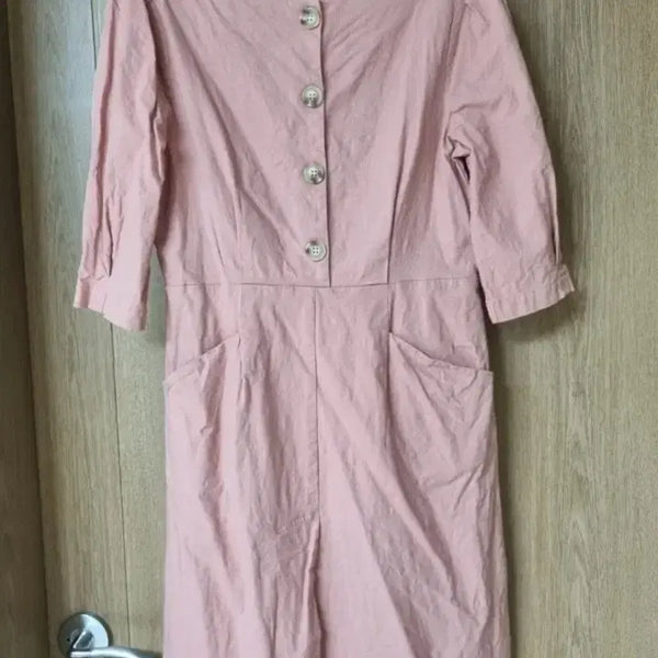 [BUNJANG] Linen Pink Button Dress / 린넨 핑크색 버튼 원피스 여성 55