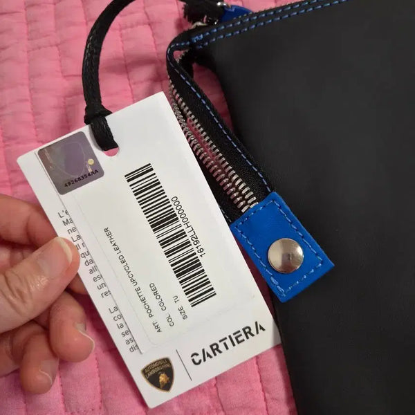 [BUNJANG] Lamborghini Cartiera Collaboration Black Leather Clutch Bag / [새제품] 람보르기니 Cartiera 클러치