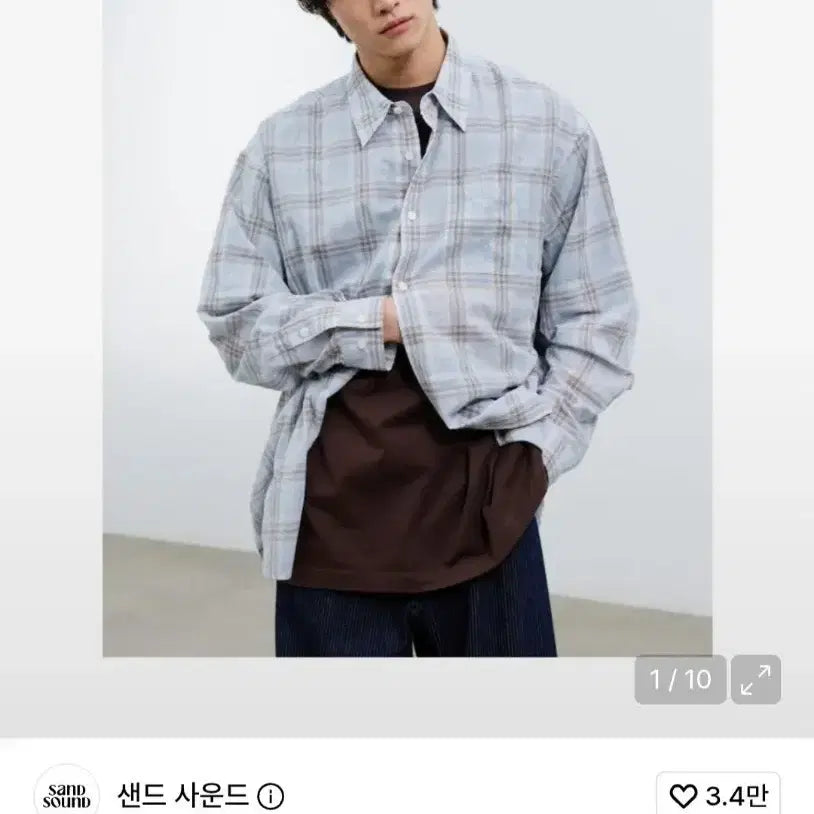 [BUNJANG] Sand Sound Sheer Check Shirt Sky Blue / [3]샌드 사운드 시어 체크 셔츠 스카이 블루
