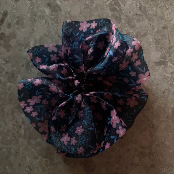 [BUNJANG] Flower Chiffon Ribbon Hairpin / 플라워 쉬폰 리본 헤어핀 착용샷O