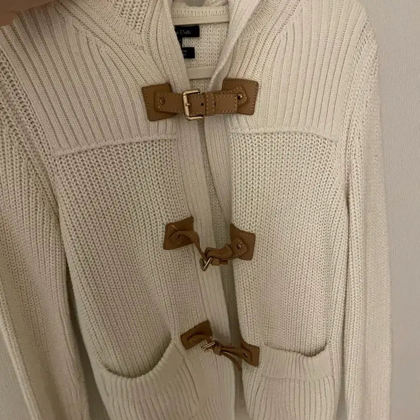 [BUNJANG] Massimo Dutti White Buckle Knit Hooded Cardigan / 마시모두띠 화이트 버클 니트 후드 가디건 갸루 대장템 모리걸 빈티지 에이블리