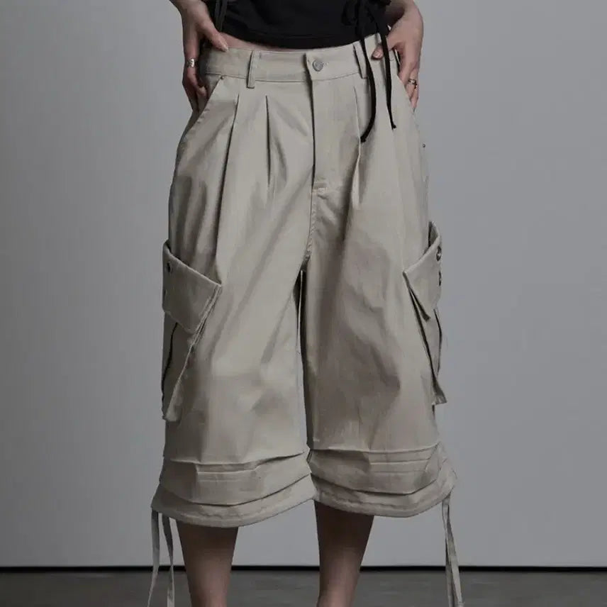 [BUNJANG] AZURE STRING EYELET BERMUDA PANTS / 애즈유아 스트링 아일렛 버뮤다 팬츠