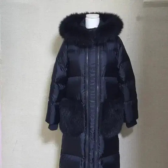 [BUNJANG] O'2nd Fox Fur Long Padding Navy Size 0 / O'2nd 오즈세컨 폭스퍼 롱패딩 네이비 사이즈 0 66까지 가능