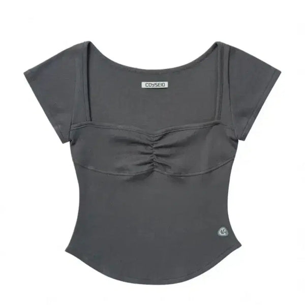 [BUNJANG] KOSEIO Punching Shirring Top Charcoal / 코이세이오 펀칭 셔링 탑 차콜