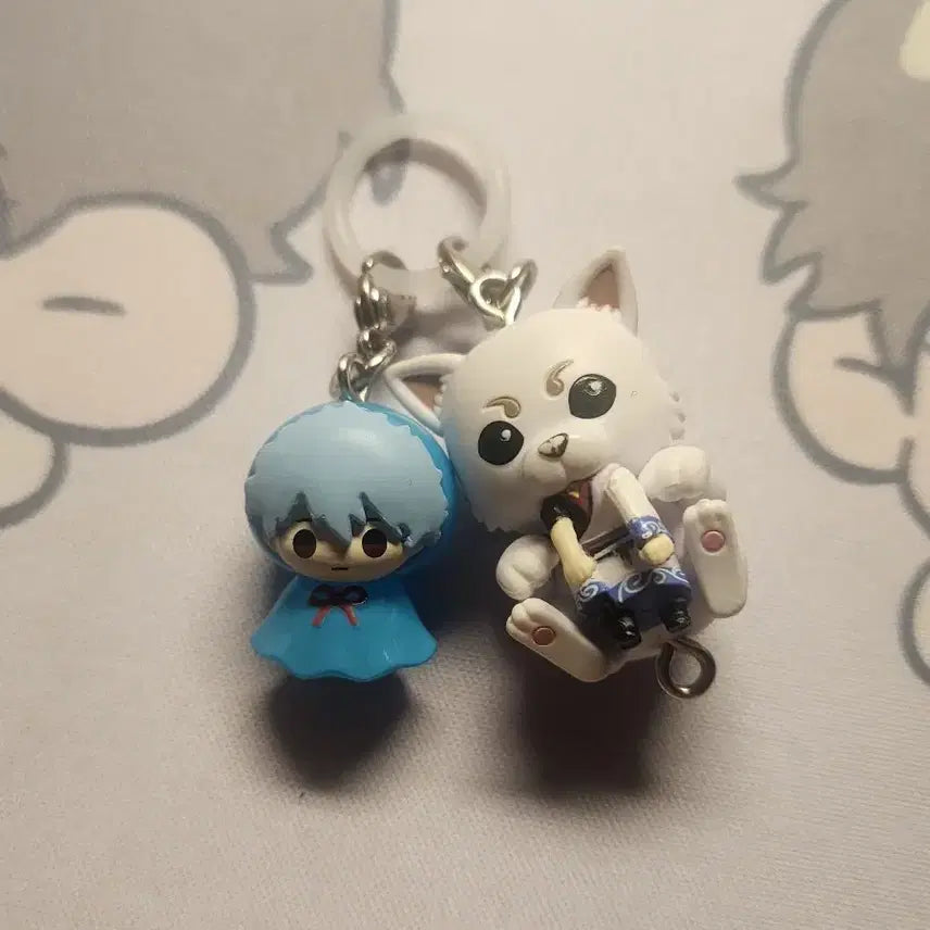 [BUNJANG] Gintama Gintoki & Sadaharu Strap Charm Bundle / 은혼 긴토키 사다하루 메지루시 롱가챠 일괄 양도
