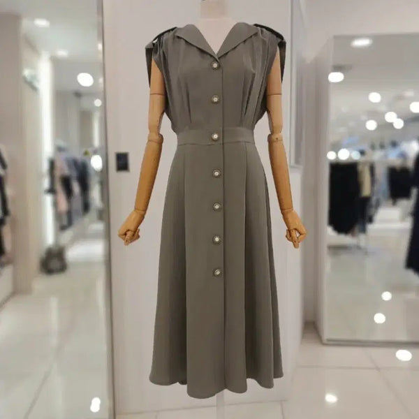 [BUNJANG] Shatin 24SS Tencel Banding Dress Khaki / 24ss 샤틴 텐셀 밴딩 원피스 M