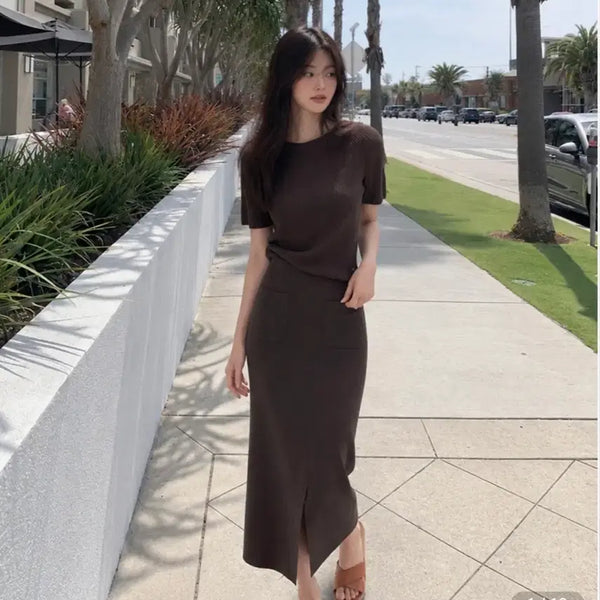 [BUNJANG] JISEN Linen Knit Setup (Knit + Skirt) / (택O/ 정가 16만원) 지센 린넨 니트 셋업 ( 니트 + 스커트 )