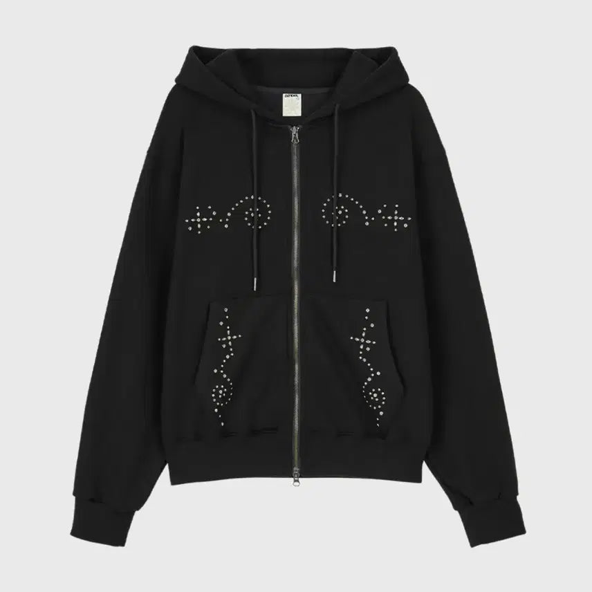 [BUNJANG] Dandel DD Wing Studded Hoodie Zip-Up Black Size 1 / 단델 DD wing studded hoodie zip-up 블랙 1사이즈