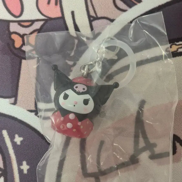 [BUNJANG] Sanrio Kuromi Strawberry Marker Gacha Keychain / 산리오 쿠로미 딸기 메지루시 키링 가챠 이치고