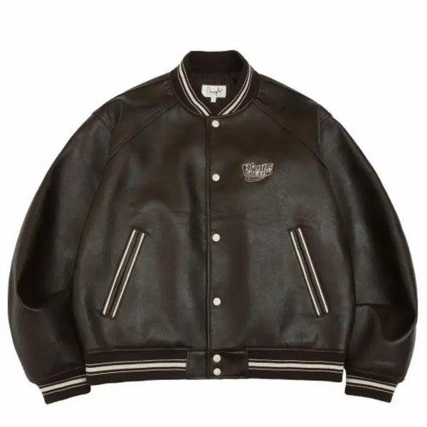 [BUNJANG] Physical Education Department Leather Varsity Jacket / 피지컬 에듀케이션 디파트먼트 LEATHER VARSITY JACKET
