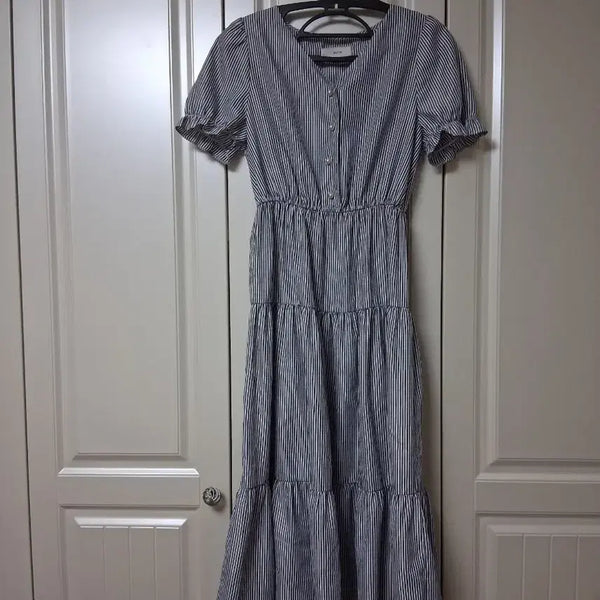 [BUNJANG] Satin Stripe Long Dress / 샤틴롱스트라이프원피스 55 사틴satin