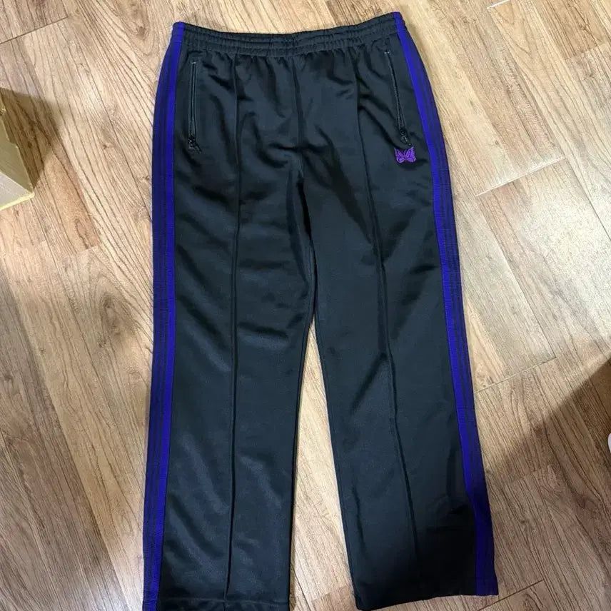 [BUNJANG] Needles Track Pants Black Purple Straight Fit / (L) 니들스 트랙팬츠 블랙 퍼플 검보 스트레이트 핏