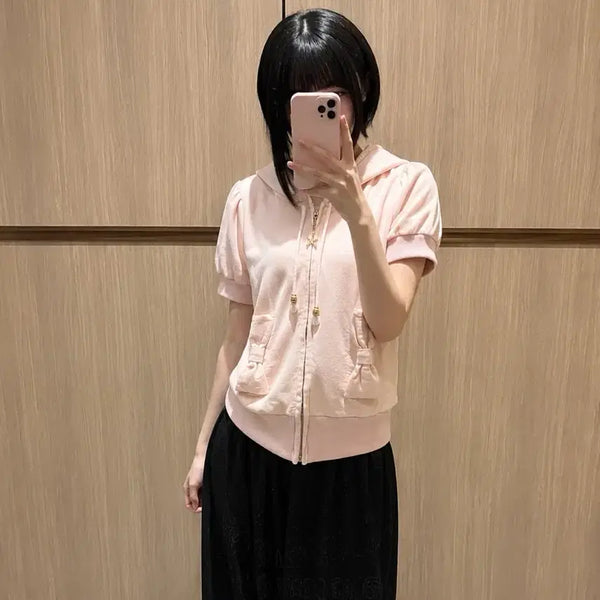 [BUNJANG] Vintage Short-Sleeve Zip-Up / 빈티지 반팔집업